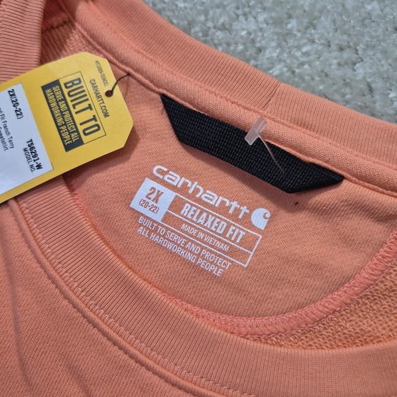 Carhartt French Terry Sweatshirt Orange Womens 2X Relaxed Boxy Comfort Lounge - Picture 5 of 11